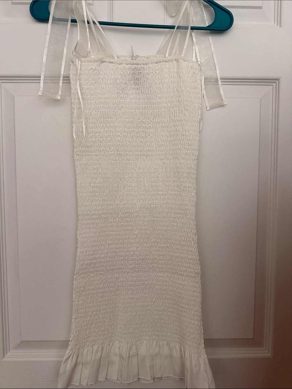 Princess Polly White Smocked Mini Dress with Tie Shoulders